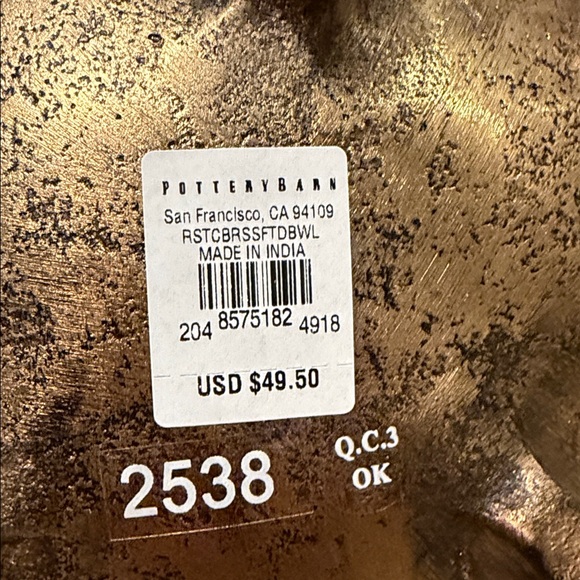 Pottery Barn Rustic Brass Footed Bowl - Picture 7 of 9